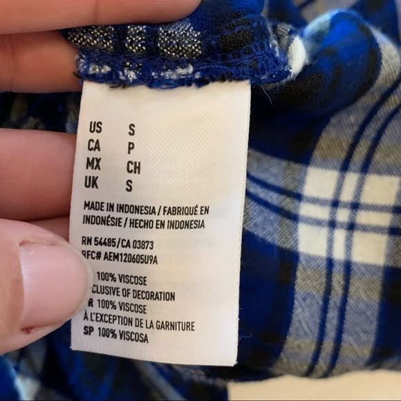 American Eagle Shirt Boyfriend Fit plaid flannel popover top size small - Picture 7 of 7